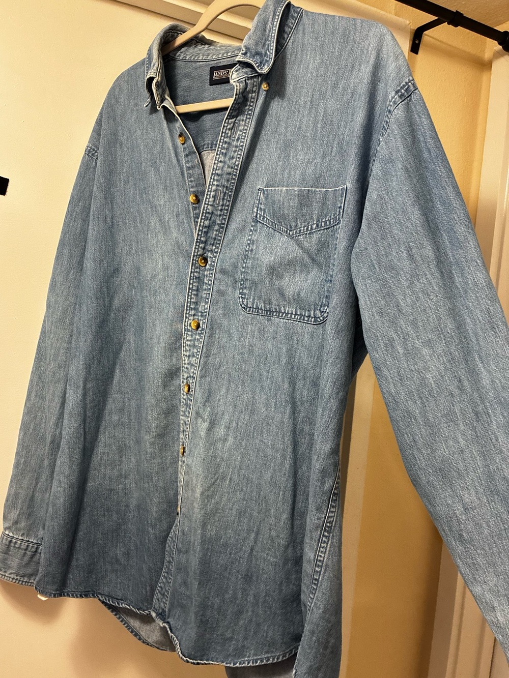 Oversize Lands End Blue Denim Button-up Overshirt - Picture 3 of 11